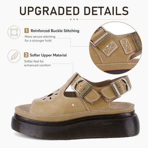 Image of Platform Sandals for Women Chunky Ankle Buckle Casual Open Toe Comfortable Flower Decoration Fisherman Sandals