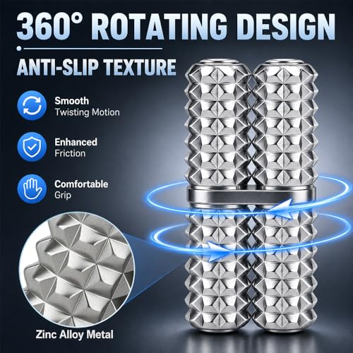 Image of Handheld Fidget Toy, Metal Hand Roller Thumb-Press Massage Style Pain for Adult Relieve Stress Anxiety Tension, Office Travel Classroom, Novelty Gifts for Friends - Sliver