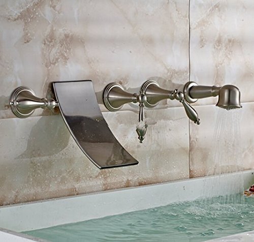 Robinet mitigeur cascade baignoire mural nickel brossé 5 pièces Gowe