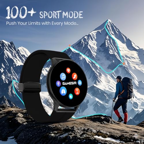 Image of GameSir Active 2 Smartwatch for Men & Women, 1.39 inch HD Round Display, Bluetooth Calling, Heart Rate & SPO₂, 100+ Sports Modes, IP67, Long Battery Life for Android & iOS (Magnetic Black)