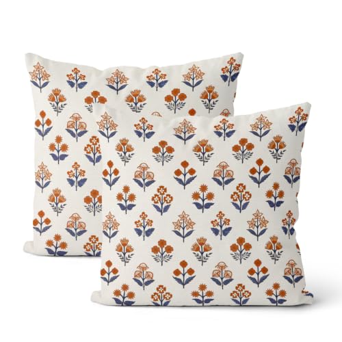 Housses de coussin 24x24 po motif fleuri boho, lot de 2