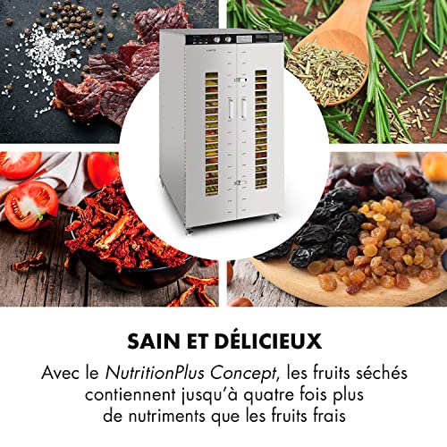 Klarstein Master Jerky - Dörrautomat, Dehydrator stufenlos regelbare Temperatur von 40-90 °C, 15h-Timer, DigiSet Control, 24 Einschübe aus Edelstahl, Dörrgerät mit 5850W, silber – Bild 6