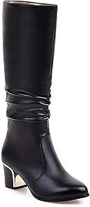 Amazon | [SAKATA] レディース ロングブーツ PU革 レザー 太ヒール