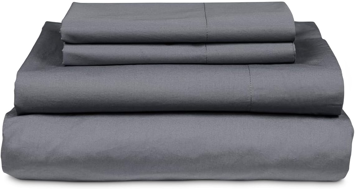 MyPillow Percale Bed Sheets – 100% Cotton, 200 Thread Count, Twin, Deep Pocket, Cool & Crisp Feel, Durable, Breathable Sheet Set with Pillowcases –Twin, Flagstone