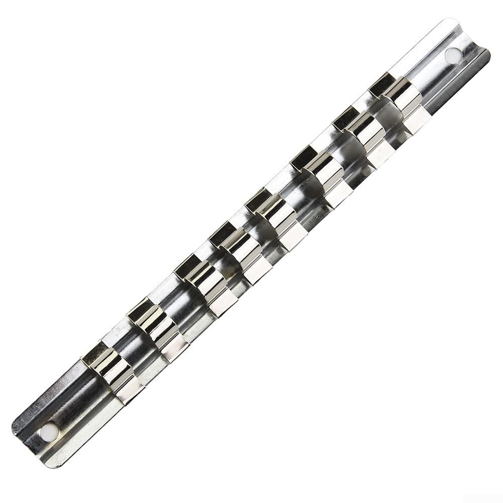 Portautensili da 1/4 3/8 1/2" con 8 clip su binario, organizer per attrezzi, 1/4", 3/8" e 1/2", con clip (3-8)