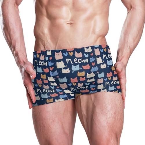 Cat Animal Cute Mens Swim Trunk Swimwear Bathing Suit Swim Brief Square Leg Board Short S B04035992