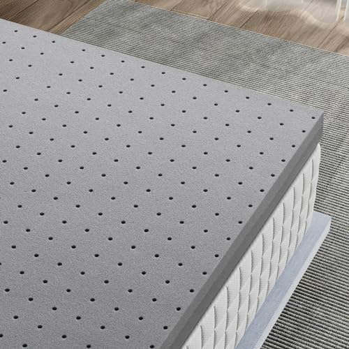 BedStory 3 Inch Double Mattress Topper, Bamboo Charcoal Full Memory Foam Mattress Topper, 2 Layer Foam Topper Pressure Relieve, High Density Foam Double Bed Topper No Cover (Full, 54 * 74inch) — view 6