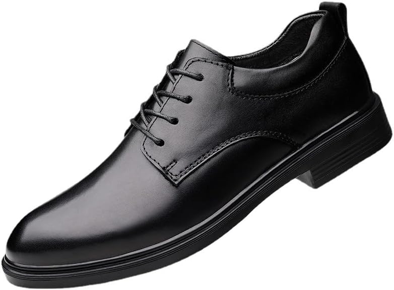 Men's Black Warm Business Dress Shoes Low-top Round-toe Lace-up Oxfords Shoes for Party Wedding Work Men Comfortable Versatile Shoes