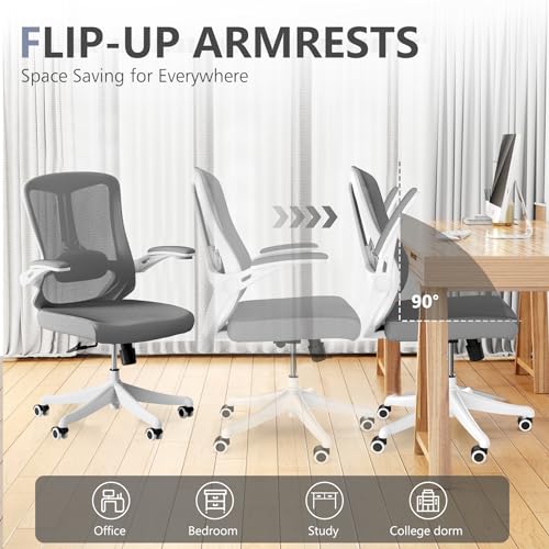 Image of Comfy Office Chair, Adjustable Lumbar Support Desk Chair, Grey