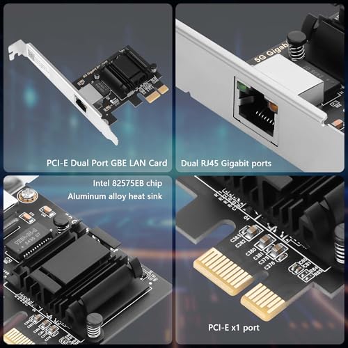 GINTOOYUN tarjeta de red PCI 5Gbps Ethernet, interfaz PCI Express 4.0, compatible con Windows 10, 11 y Linux miniatura 4