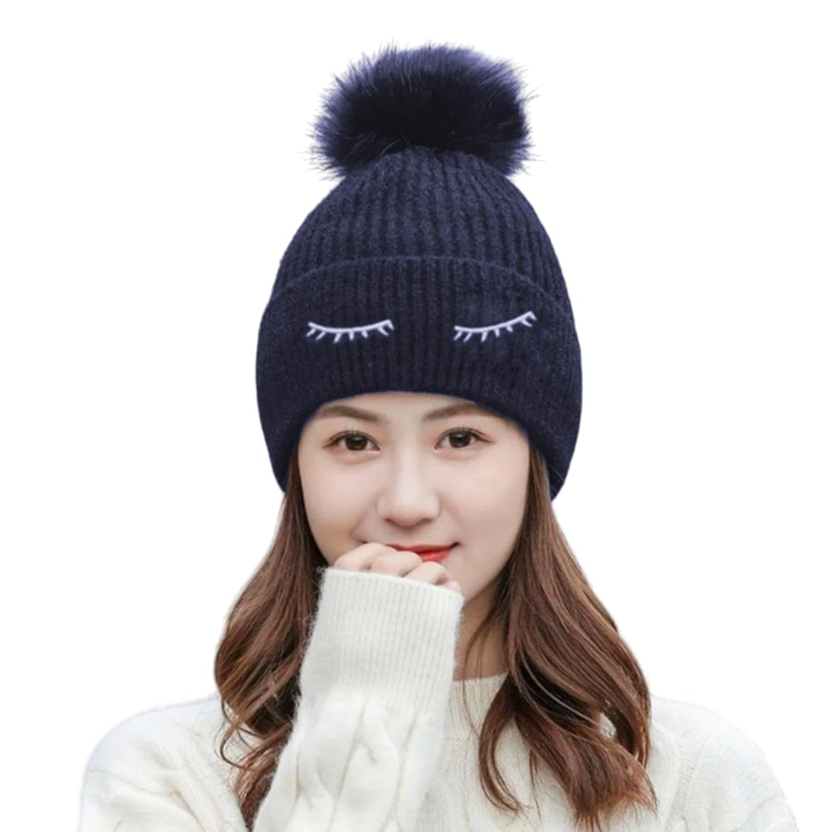 Winter Women Monkey Beanie Cap Hat | Twist Color Matching Woolen Fuzzy Plush Balaclava Thick Windproof Full Cover Earflap Soft Wool Hood Neck Warmer Scarf Girls & Ladies-image-45