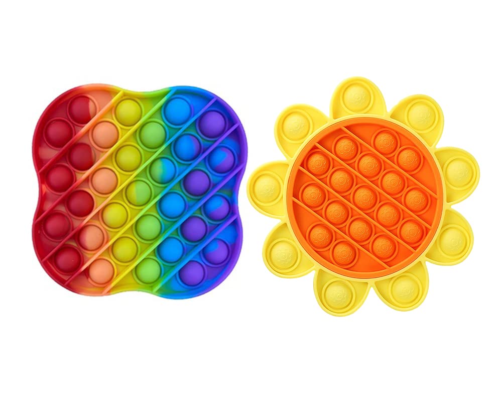Qota Pack of 2 Pop Push Bubble Fidget Toys Stress Relief Hand Toys for Adults and Kids, Sensory Toys for Stress and Anxiety Relief of ADHD and Autism Stress (Pack D)