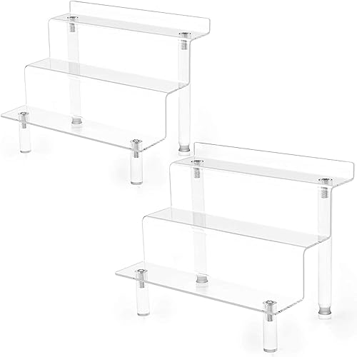 Grarry Acrylic Risers for Display, 9” Perfume Organizer for Dresser, Acrylic Display Risers for Cologne Stand Organizer, Acrylic Shelf Compatible with Funko Pop Stand for Makeup Nail Polish Dessert - 9x6inch 2Pack
