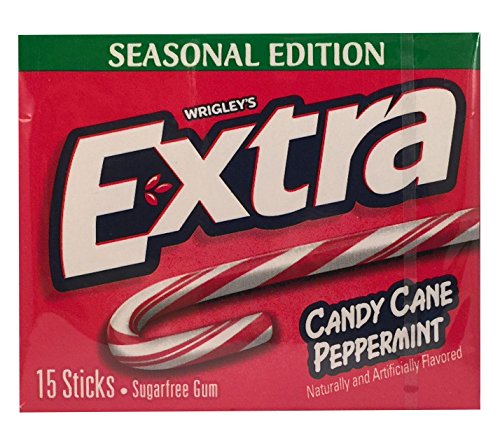 Wrigley's Extra Candy Cane Peppermint, 15 Sticks, (Pack of 3)