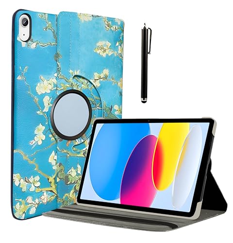 Image of ProElite Cover for Apple iPad (A16) 11th /10th Gen (2025 /2022) Case Cover, 360 Rotatable Smart Flip Case Cover for Apple iPad 11th /10th Generation 2025 /2022 with Stylus Pen, Flowers