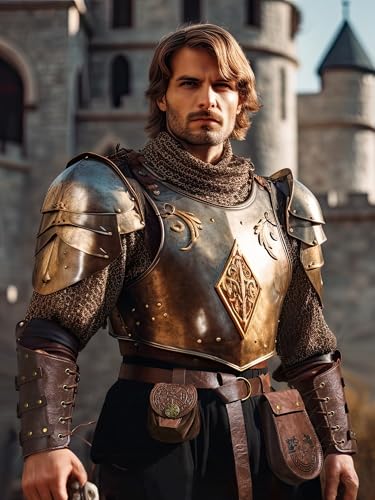 YESSA Renaissance Accessories,Viking Belt Pouch Coin Purse Leather Bracer,Medieval Phone Waist Bag for Halloween Cosplay LARP3