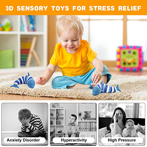 OSDUE Fidgets Slug Spielzeug, 3D Fidget Slugs Toys, Sensorisches Spielzeug, Flexible Kreatives Delfinspielzeug für Erwachsene, Kinder, Autisten (Delfin)