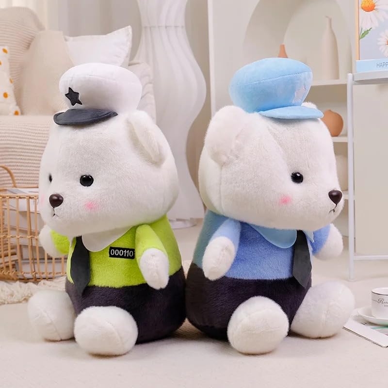 Image of 25cm Plush Petrol Bear Teddy Bear - Soft Stuffed Animal Toy with Multicolor Uniform & Cap - Random Color for Kids & Toddlers