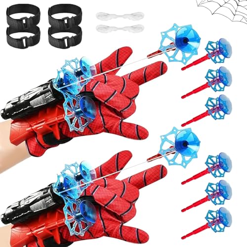 2 Pcs Spider Web Shooter for Kids Age 3-14, Spider Gloves Launcher Wrist Toys, Spider Web Shooters with Darts and Gloves, for Boys and Girls Costume Cosplay Gift, Christmas & Birthday Gifts