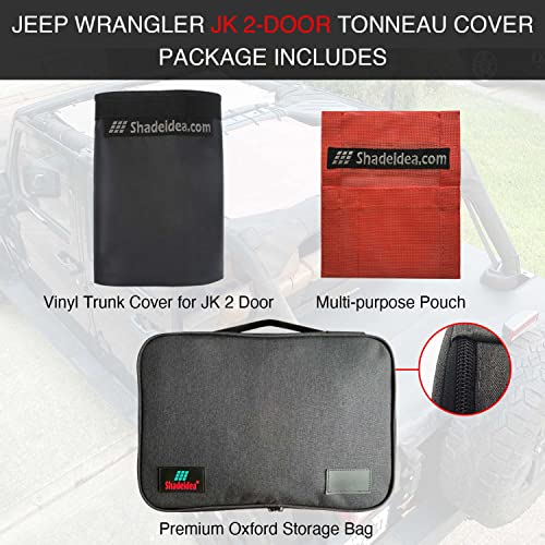 Image of Tonneau Cover for Jeep Wrangler Back Trunk Cargo Cover JK 2-Door, Black