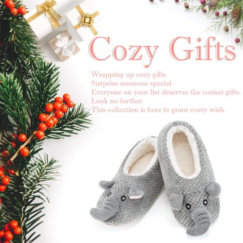 Image of The Metluks Cute Animal House Slippers, Warm Fuzzy Slipper Socks with Grippers Non Slip, Cozy Funny Gifts