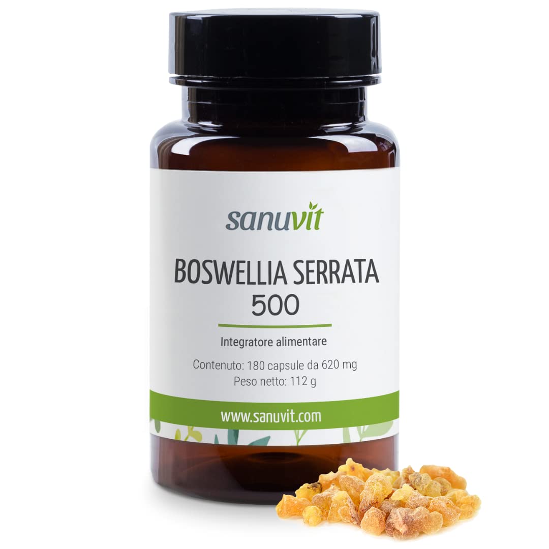 Sanuvit® - Cápsulas de Incienso 500 mg | Altamente dosificado con 500mg de Boswellia serrata india por cápsula | Alta biodisponibilidad | con Boswellin® | Vegano | 180 cápsulas