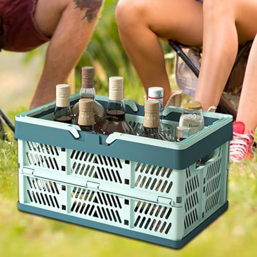 Składany kosz piknikowy, można układać w stos, wielofunkcyjny organizer pojemnik do przechowywania z uchwytem na kemping na świeżym powietrzu i do użytku na rynku