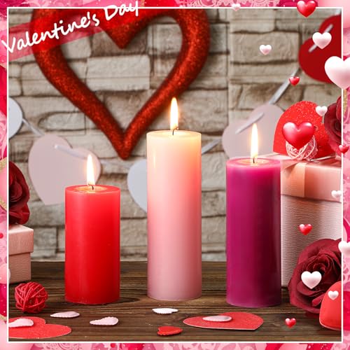 Image of Conelist 3 Pcs Red White and Blue Wax Candle 4th of July Unscented Dripless Pillar Patriotic Candles Smokeless Independence Day American Gifts for Dinner Party Decoration(Red Pink,2 Inch)