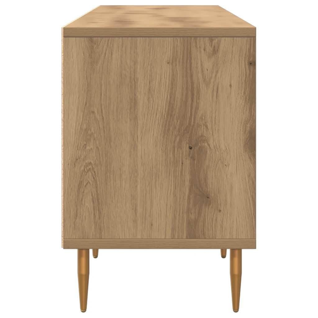 TV Sideboard Lowboard 150x30x44,5 cm Artisan-Eiche Holzwerkstoff mit Eisenbeinen Modernes Design mit 3 Türen und 3 Fächern Robuster Fernsehschrank für Wohnzimmer Schlafzimmer