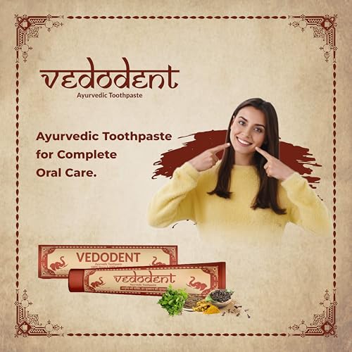 Image of Growfitz Herbal Ayurvedic Vedodent Red Toothpaste 100g | Teeth Whitening, No Artificial Colors | Goodness Of 21 Ayurvedic Herbs | Fresh Breath | Natural Oral Care for Strong Teeth & Gums (Pack of 3)