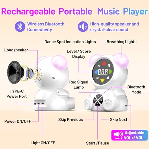 Haphom A001 Rechargeable Dance Mat For Girls Boys, 2024 Kids Birthday Gifts Ideas, Light-Up Electronic Dance Pad For 4-12 Year Old Kids Exercise -Wireless Bluetooth Dancing Game Mat Connect Music Player thumb #5