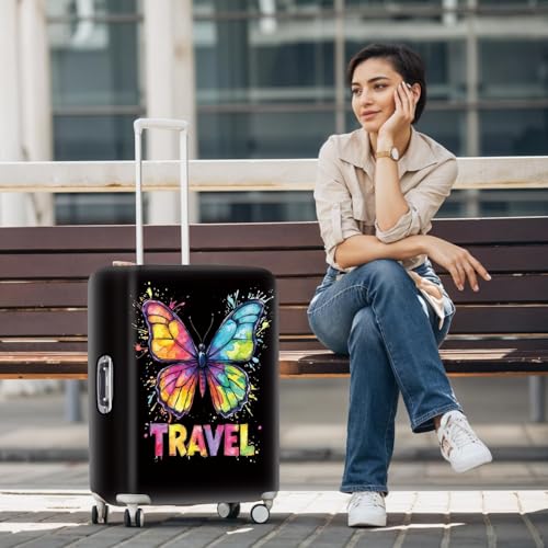 Image of Colorful Butterfly Luggage Cover - Stylish and Durable Travel Suitcase Protector for Women and Men, Fits 28 inch-30 inch Suitcase, L