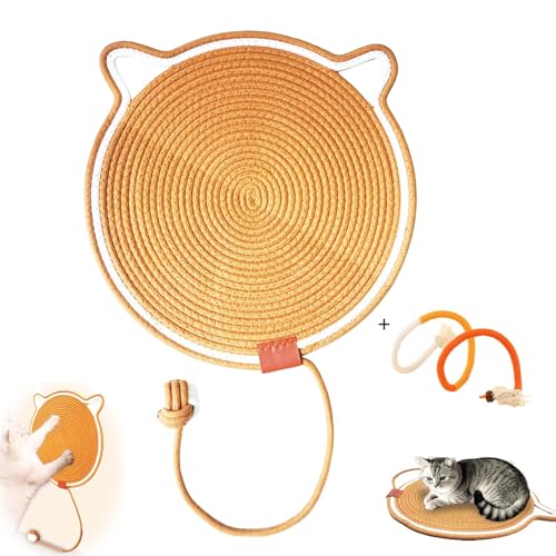 Kratzmatte Katze, kratzbrett Ecke, mit Baumwollkugel Spielzeug & Katzenohr-Design, Robuste Robuste kratzwand für Katzen, für Innenwände,...