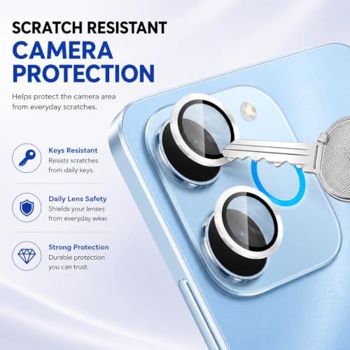 Image of FIRST MART Silver Camera Ring Guard Protector for Realme P4 Lite | Tempered Glass with Metal Alloy Rings, HD Clear, Scratch Resistant, Case-Friendly | Pack of 1