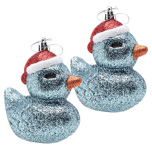 Christmas Concepts® Pack of 2-110mm (4.3") Ice Blue Glittery Festive Duck Baubles - Christmas Tree Decorations