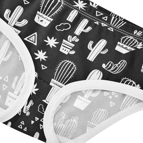Wusikd Black White Cactus Girls' Underwear Cotton Girls Briefs Soft Toddler Underwear 2T4