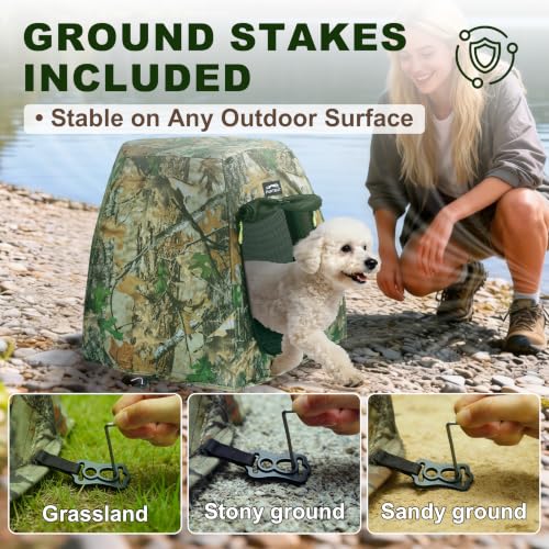 Image of Portable Pop Up Dog Tent with Sunshade Mesh Window Washable Pad for Cats