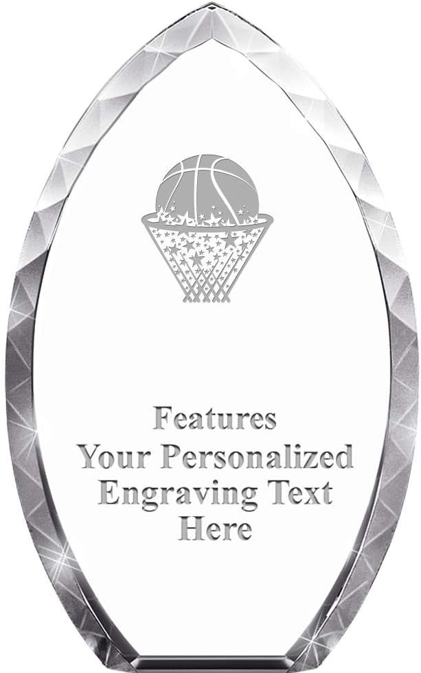 Crown Awards Customized Crystal Trophy, 8" H Personalized Tear Drop Award with Custom Engraving