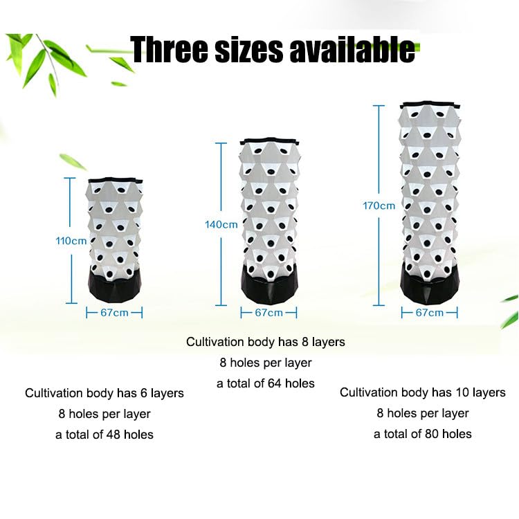 Kit de sistema de jardín de torre de cultivo hidropónico vertical, 48/64/80 puntos de cultivo para verduras, hierbas y fresas