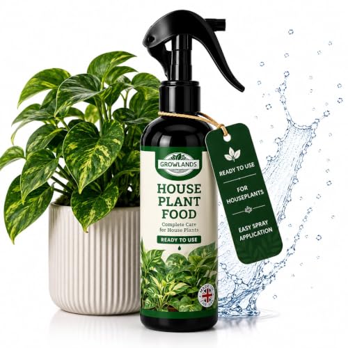Growlands Indoor House Plant Food - 300 ml - Indoor Plant Liquid Spray Fertilizer - With Seaweed Extract - Designed For Use on All Plants - Ready to Use Mist Spray