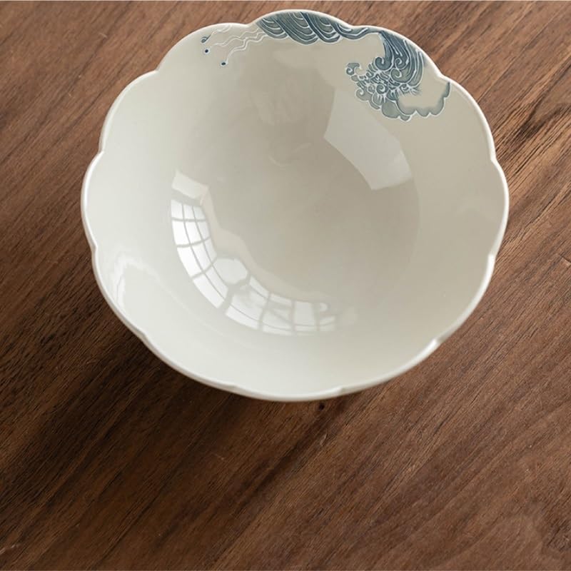 フルーツボウル 手描きフルーツプレート セラミックトレイ 家庭用ティーセットアクセサリー フラワーサラダボウル キッチンカウンター用