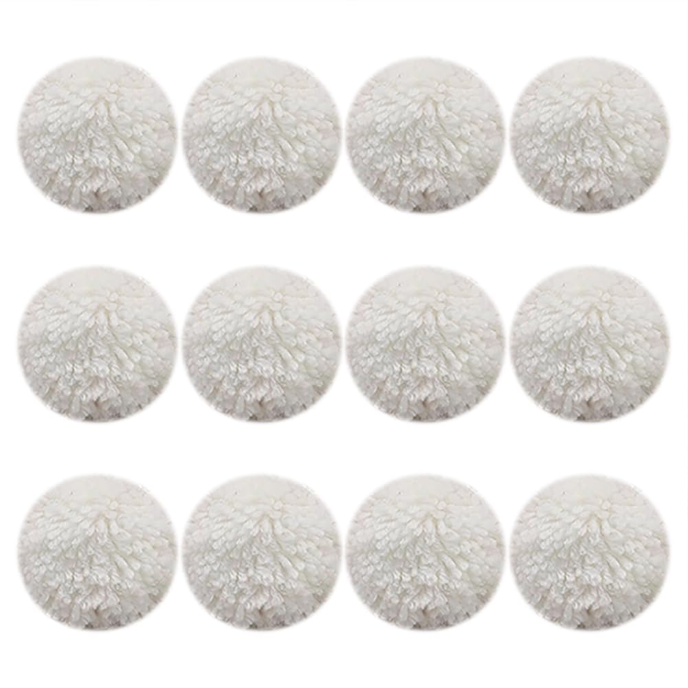 Hugede White 12 Pcs 8Cm Large Yarn Pom Poms Fuzzy Pom Poms Balls Art And Craft Pom Poms Decorative Cute Pom Balls Fluffy Hat Pom Poms Big Puff Balls Sewing Pom Poms Decorations