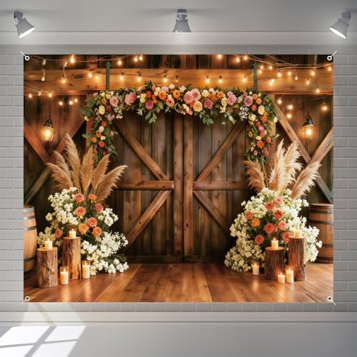 Fondo rústico de boda 10x8ft decorativo en tela miniatura 3