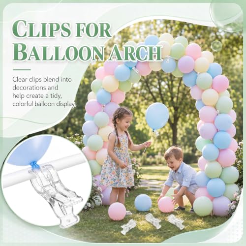 Image of 30 Pack 3.5 Inch Balloon Arch Clips 100 Pcs 260 Long Balloons Kit | 3.5 Inch Large Heavy Duty Clip, Plastic Transparent, Clear 260 Long Balloons, For Arch Backdrop Garland, Long Twisting Decor