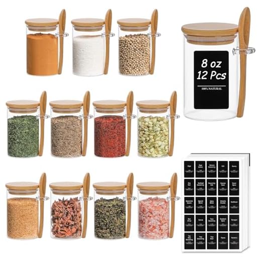 ComSaf 12 Piece Glass Spice Jar Set