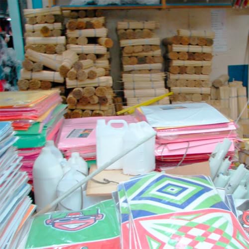 Kit 5 Pipa 50cm Com Rabiola + Lata Oval C/ 500jds Linha 10