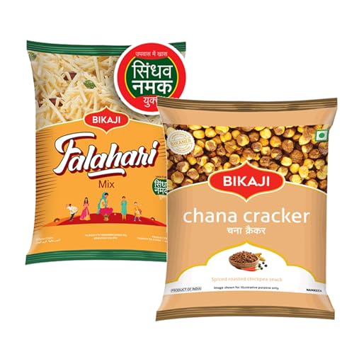 Bikaji Falhari Mix & Chana Cracker Combo – 400g | Ready to Eat Indian Namkeen | Crunchy Tea-Time Snack, Bar Snack & Party Mix | Savory Indian Munchies for Sharing, Gifting & Everyday Snacking