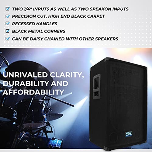 SA-15T - Pair of 15 Inch PA/DJ/Band Speaker Cabinets with Titanium Horns Pro Audio 700 Watts RMS