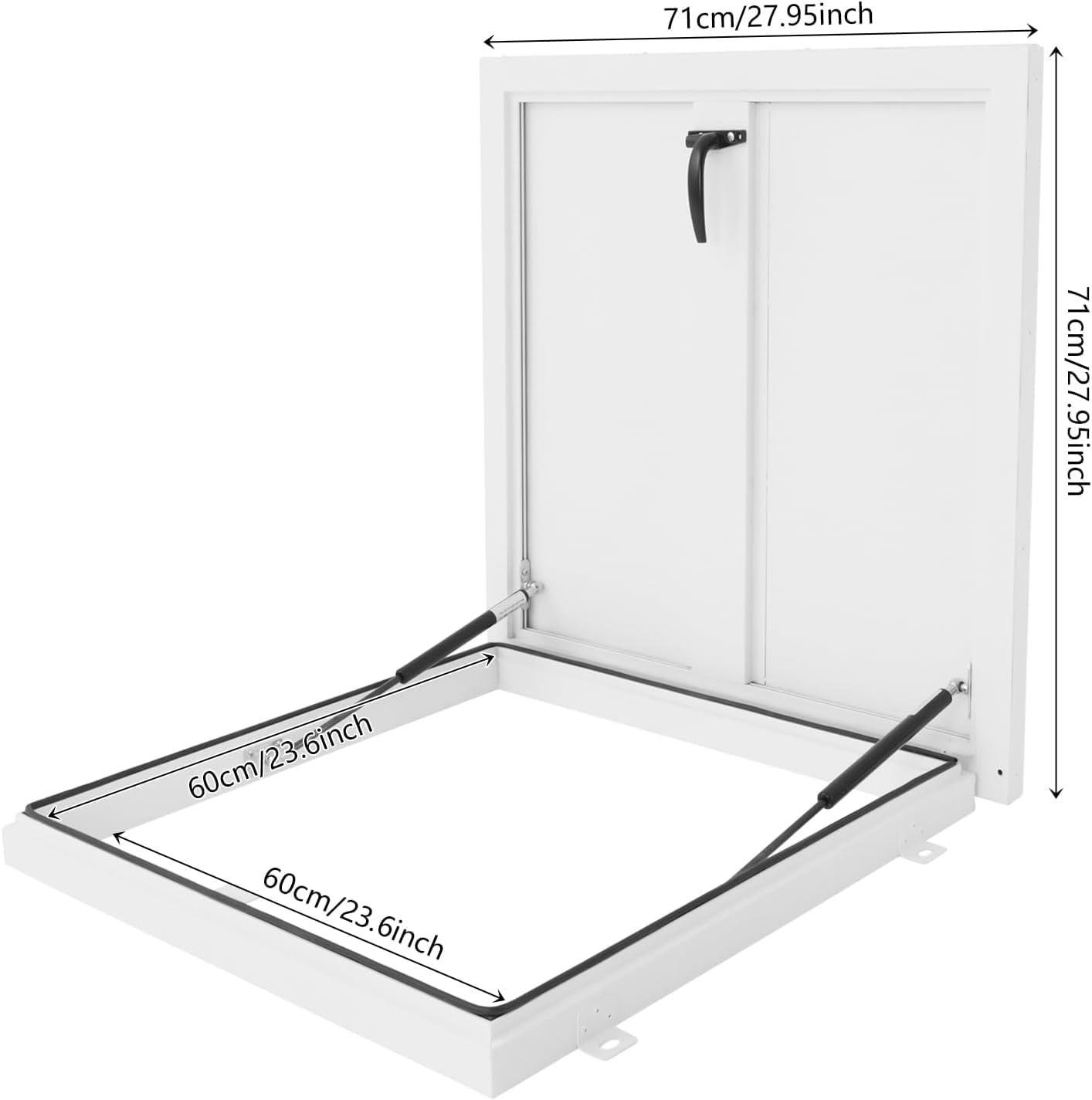 Trappe De Toit en Acier Galvanisé, Porte Daccès De Sécurité à Revêtement en Poudre pour Toitures - Trappe Daccès De Toit en Acier Blanc Durable 23.6" L X 23.6" W - Black