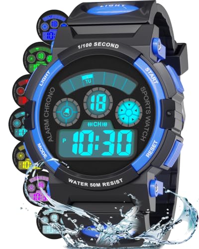 Edillas Kids Digital Watch 7 Colors 50M Waterproof Sport...